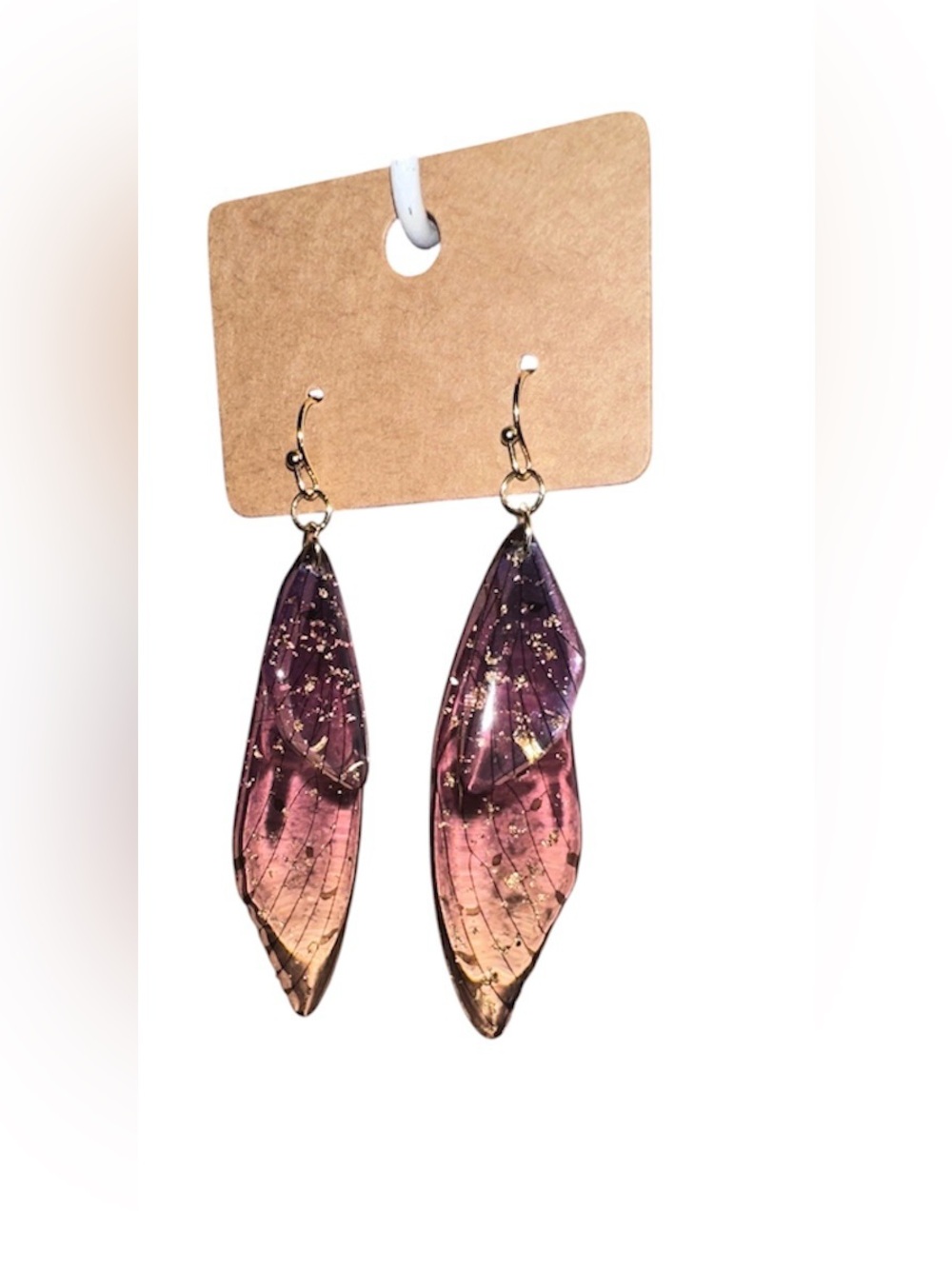 Purple Ombre Wing Drop Earrings with Gold Accent